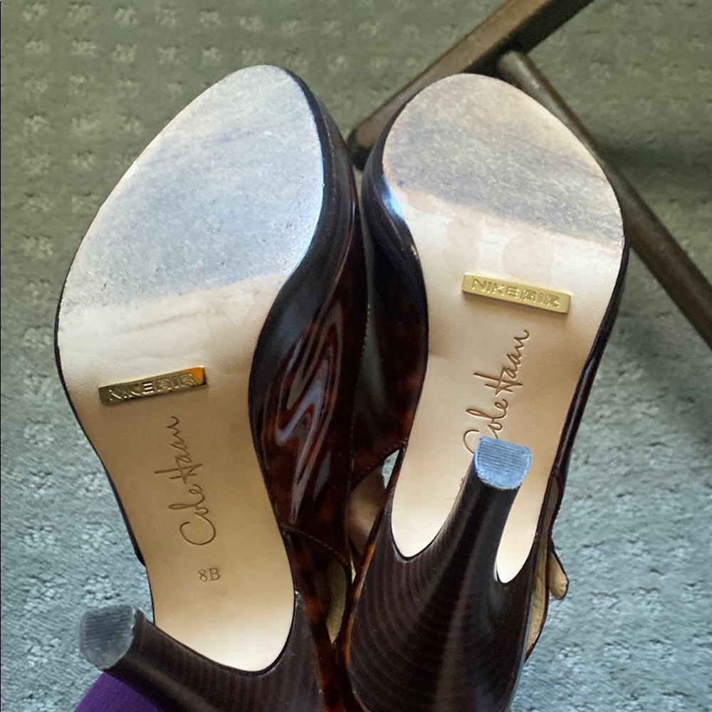 Cole Haan Tortoise Patent Slingback Shoes - Picture 5 of 5